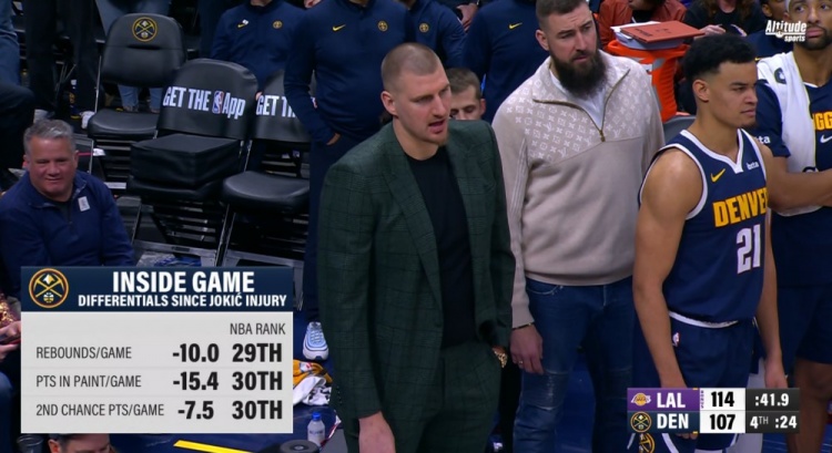 开云中国-约老师缺阵后 掘金场均二次得分&amp;内线得分联盟垫底 场均篮板倒二